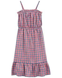 Oshkosh Kid Plaid Maxi Dress Red, White, Blue 10