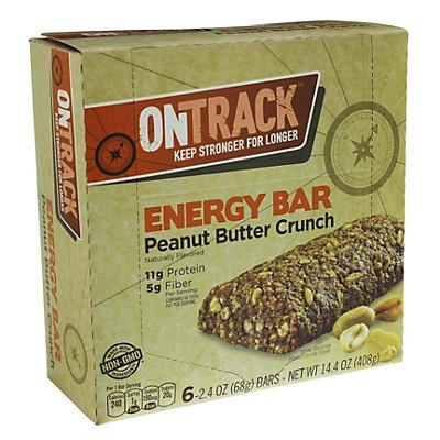 slide 1 of 1, On Track Peanut Butter Crunch Energy Bar, 6 ct; 2.4 oz