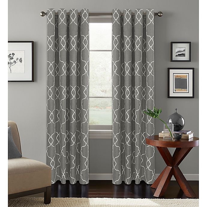 slide 1 of 2, Colordrift Mandy Grommet Top Room-Darkening Window Curtain Panel - Charcoal, 84 in