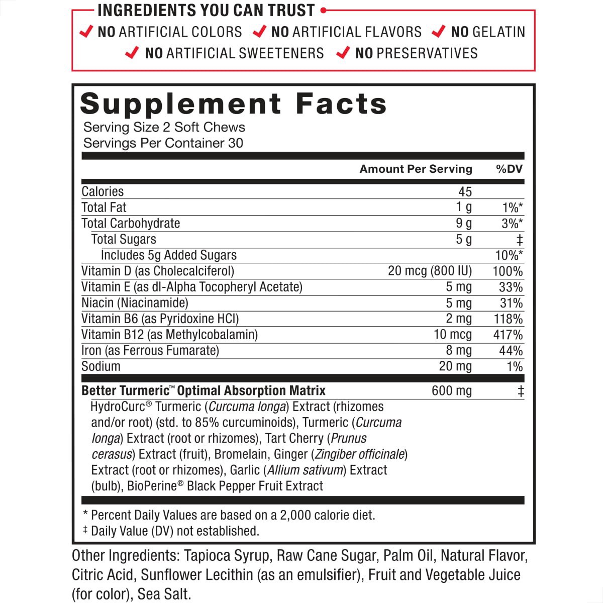 slide 10 of 13, Force Factor Fruit Splash Better Turmeric 60 Soft Chews, 60 ct