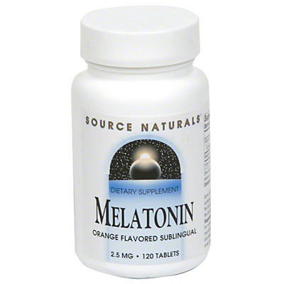 slide 1 of 1, Source Naturals Melatonin Orange Flavored Sublingual Tablets, 120 ct