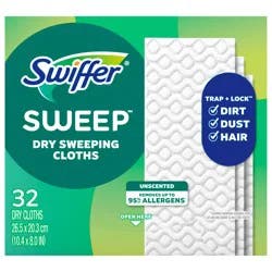 Swiffer Sweep + Mop, Dry Pads Refill, Floor Cleaner, Cleaning Cloths, Unscented, 32ct
