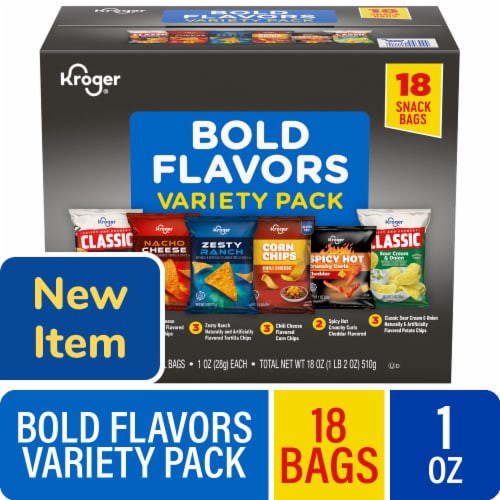 slide 1 of 1, Kroger® Bold Mix Chips Variety Pack, 18 ct; 1 oz