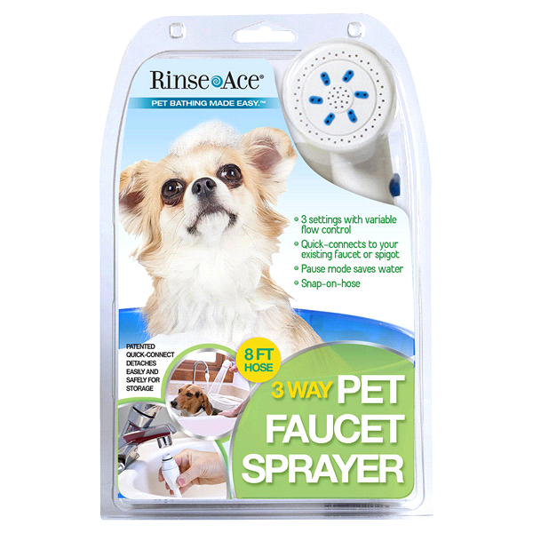 slide 1 of 1, Rinse Ace 3-Way Pet Faucet Sprayer, 1 ct