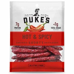 Duke''s Pork Hot & Spicy Smoked Shorty Sausages, 7g Protein Per Serving, 5 oz.