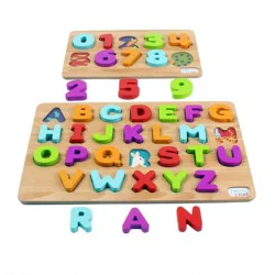 Chuckle & Roar ABC's & 123s Wood Kids Puzzle Set 36 pc