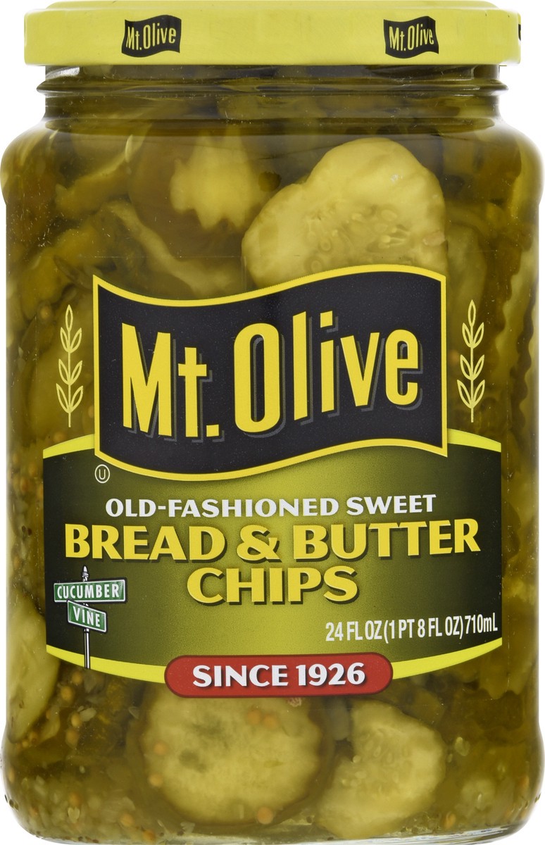 slide 4 of 9, Mt. Olive Old-Fashioned Sweet Bread & Butter Chips 24 fl oz Jar, 24 oz