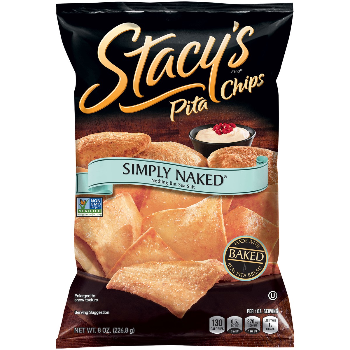 slide 1 of 5, Stacy's Simply Naked Pita Chips 8 oz. Bag, 8 oz