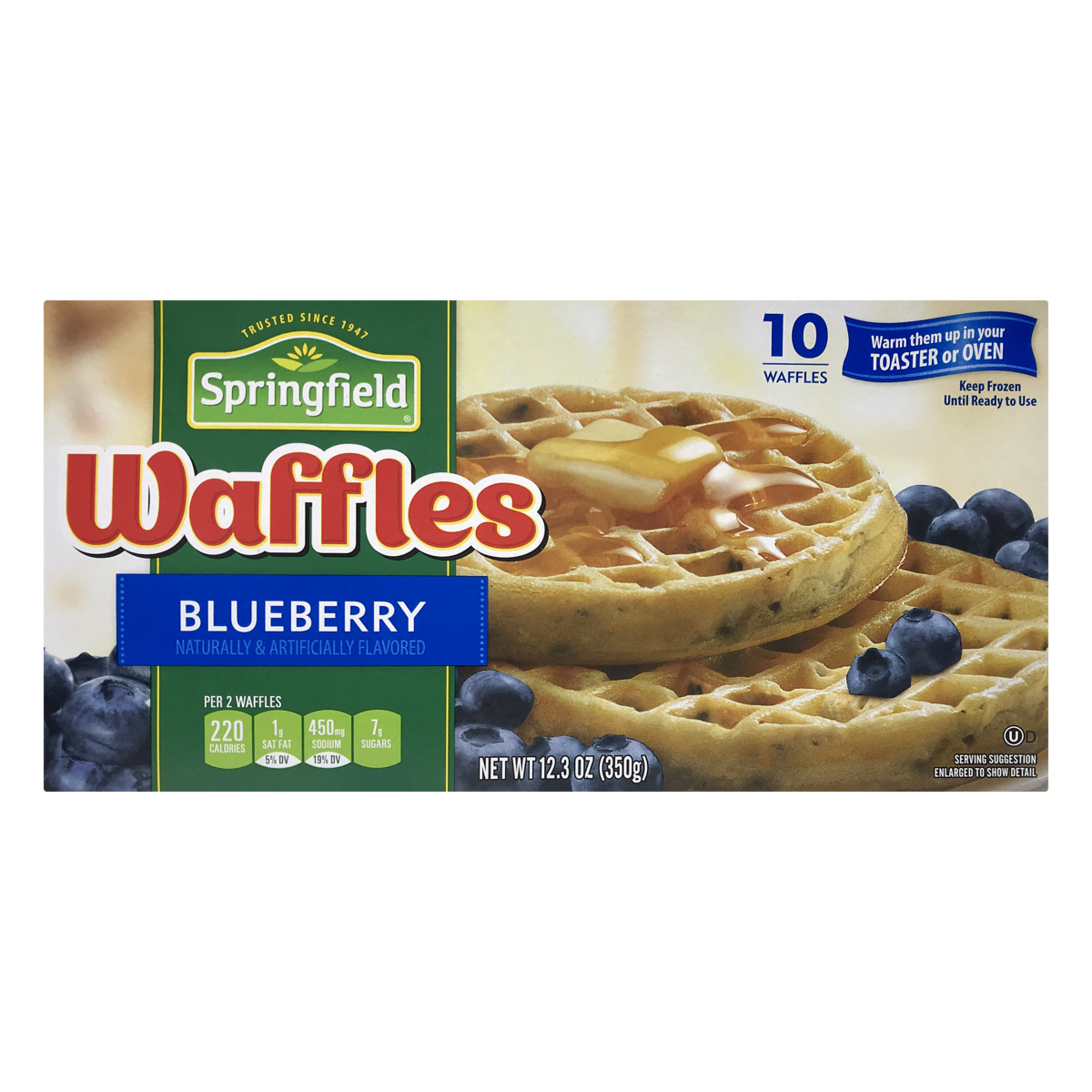 slide 1 of 1, Springfield Blueberry Waffles, 12.3 oz