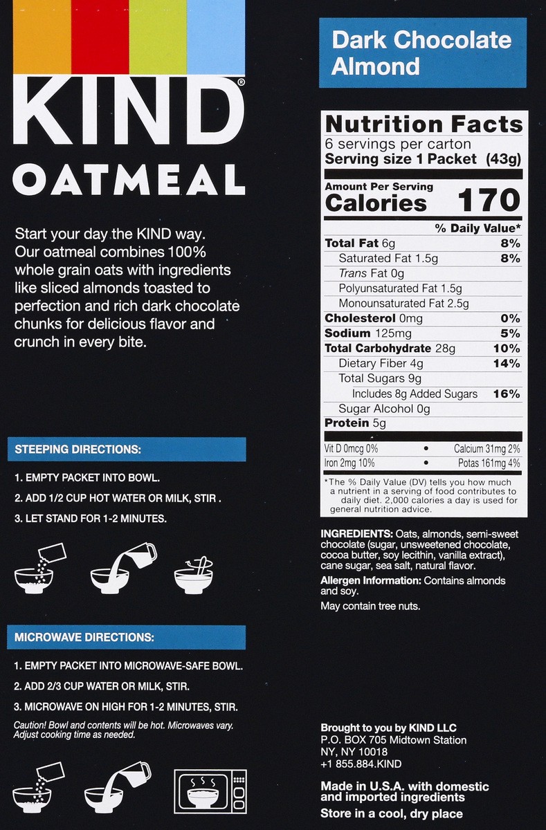 slide 5 of 9, Kind Dark Choc Almnd Oatmeal Cereal, 9.1 oz