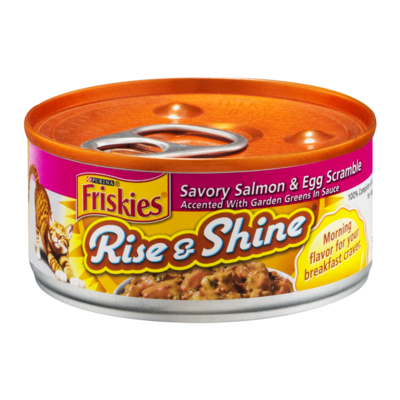 slide 1 of 1, Purina Friskies Rise & Shine Cat Food Savory Salmon & Egg Scramble, 5.5 oz