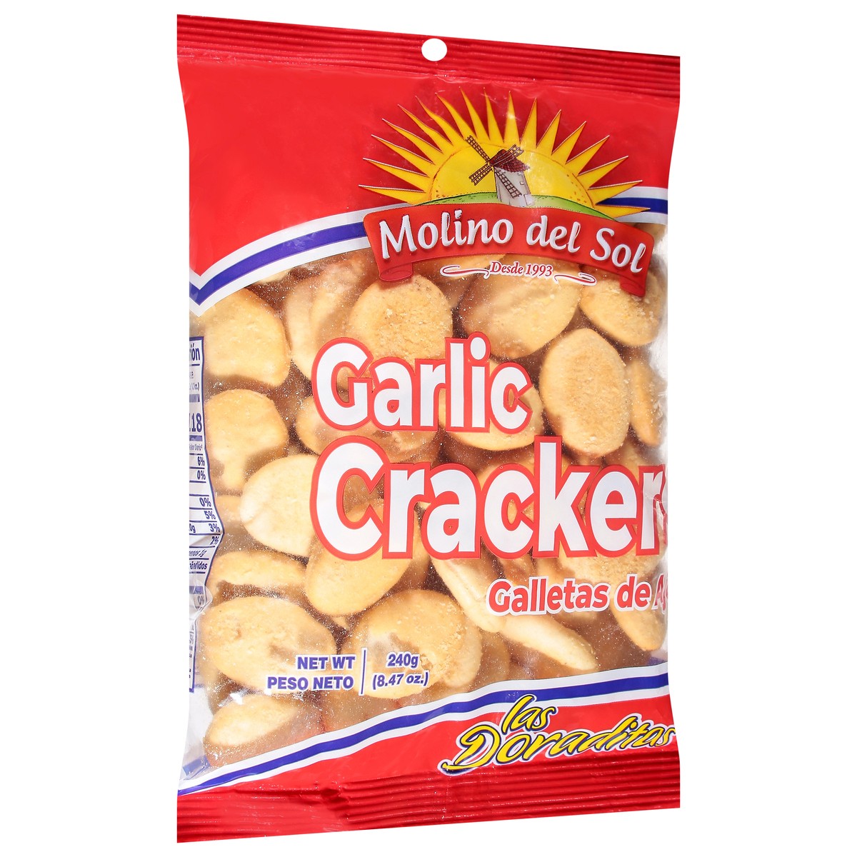 slide 2 of 4, Molino Del Sol Molino D Sol Garlic Cracker, 8.347 oz