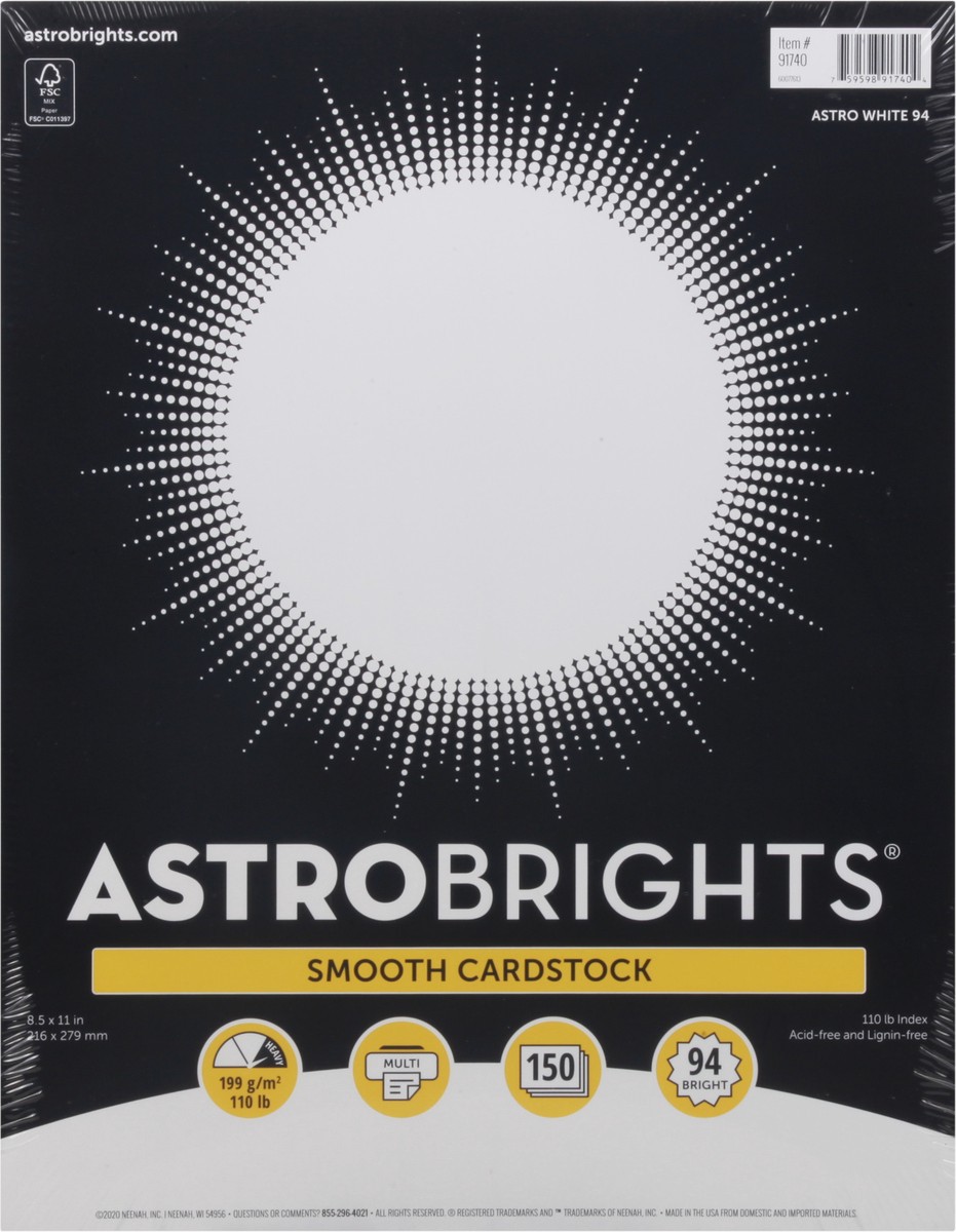 slide 3 of 12, ASTROBRIGHTS 8 x 11 Inch Astro White 94 Smooth Cardstock 150 ea, 150 ct