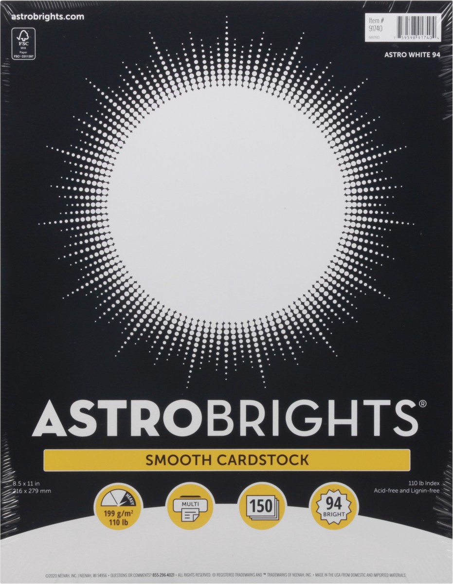 slide 11 of 12, ASTROBRIGHTS 8 x 11 Inch Astro White 94 Smooth Cardstock 150 ea, 150 ct