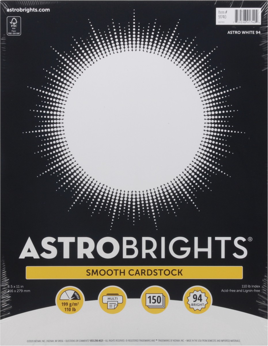 slide 1 of 12, ASTROBRIGHTS 8 x 11 Inch Astro White 94 Smooth Cardstock 150 ea, 150 ct