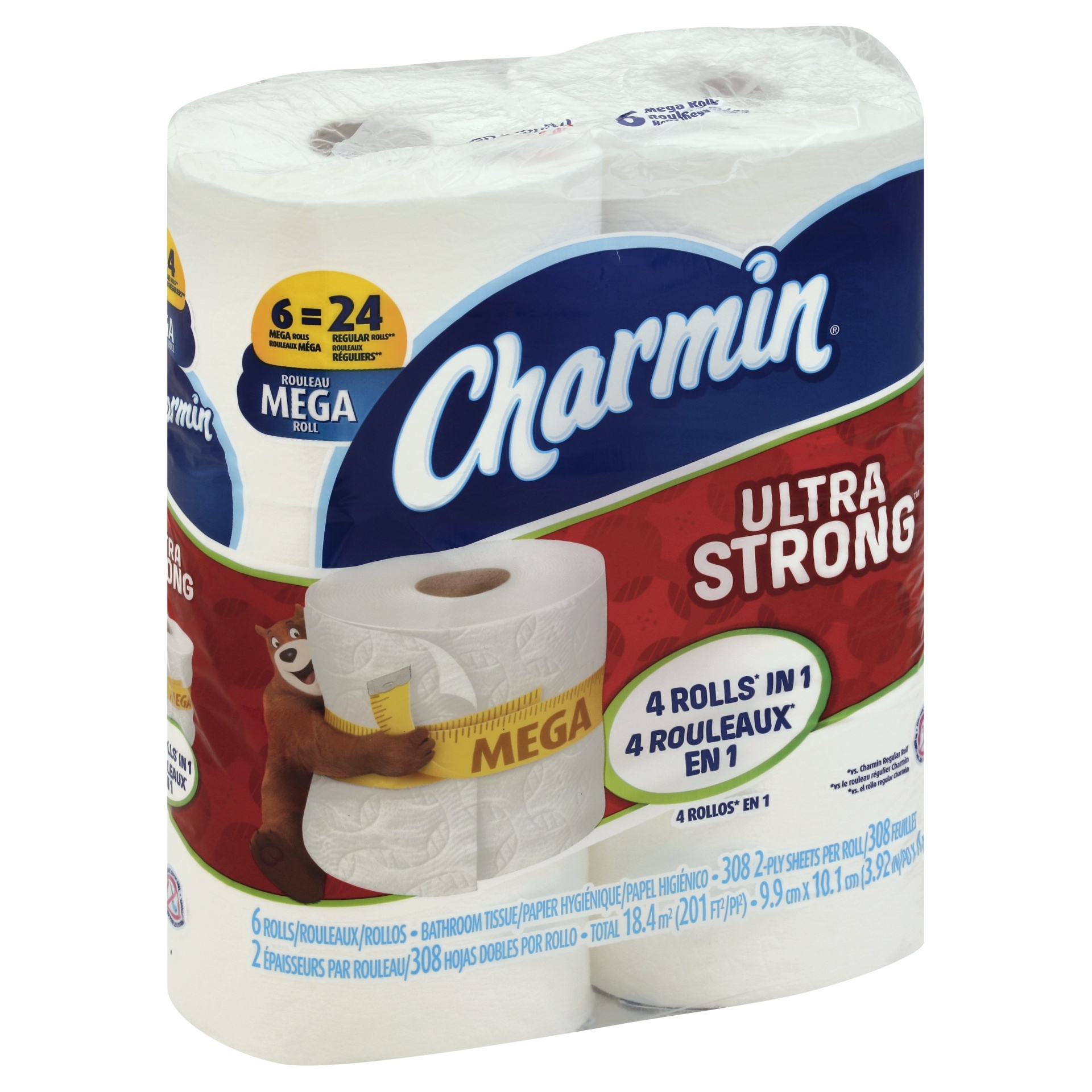 slide 1 of 1, Charmin Ultra Strong Toilet Paper Mega Rolls, 6 ct