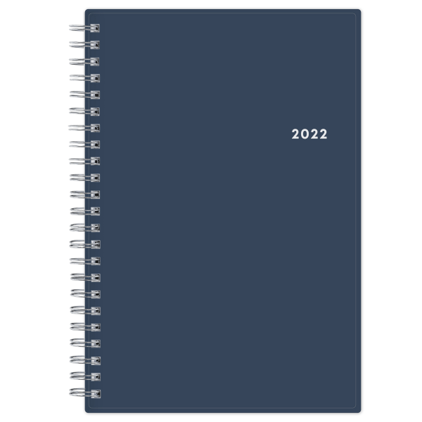 slide 1 of 5, Blue Sky Weekly/Monthly Pp Safety Wirebound Planner, 5'' X 8'', Kenji/Solid Navy, January To December 2022, 1 ct