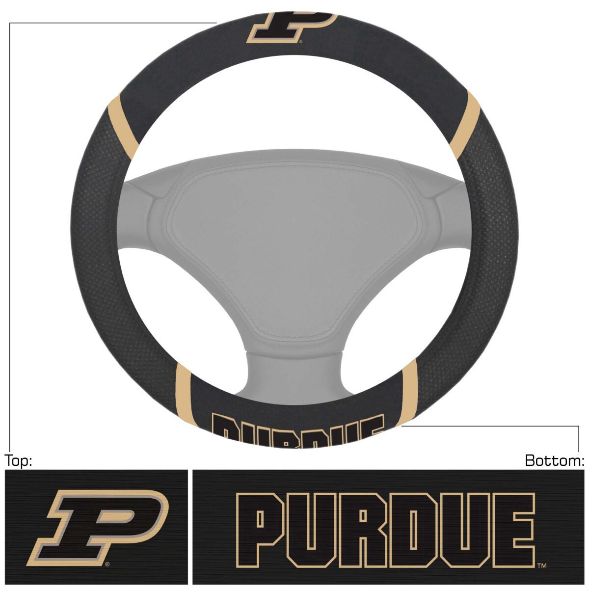 slide 1 of 5, NCAA Purdue University Steering Wheel Cover, 1 ct