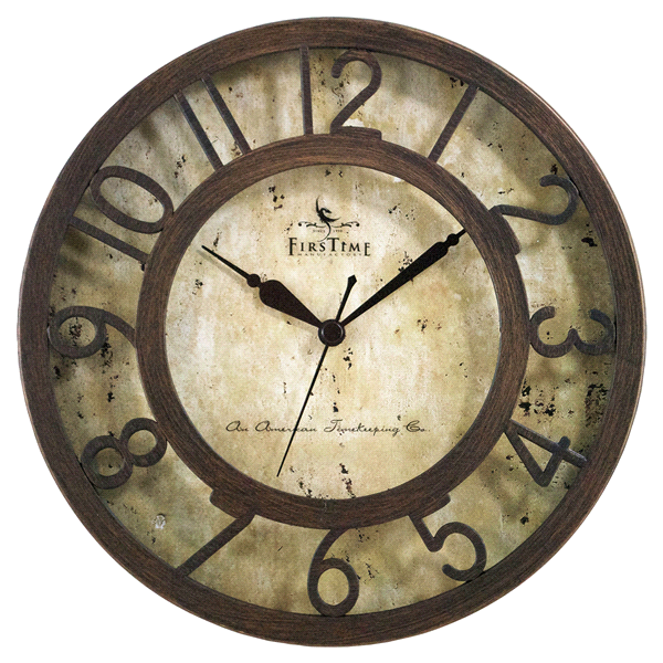 slide 1 of 1, FirsTime Brown Crackle Wall Clock, 1 ct