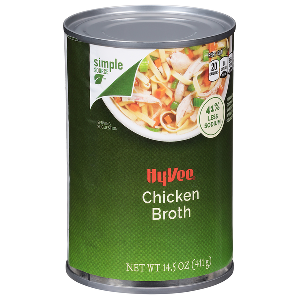 slide 1 of 1, Hy-Vee Reduced Sodium Chicken Broth - 14.5 oz, 14.5 oz