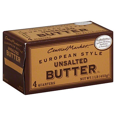 slide 1 of 1, Central Market European Style Unsalted Butter, 16 oz
