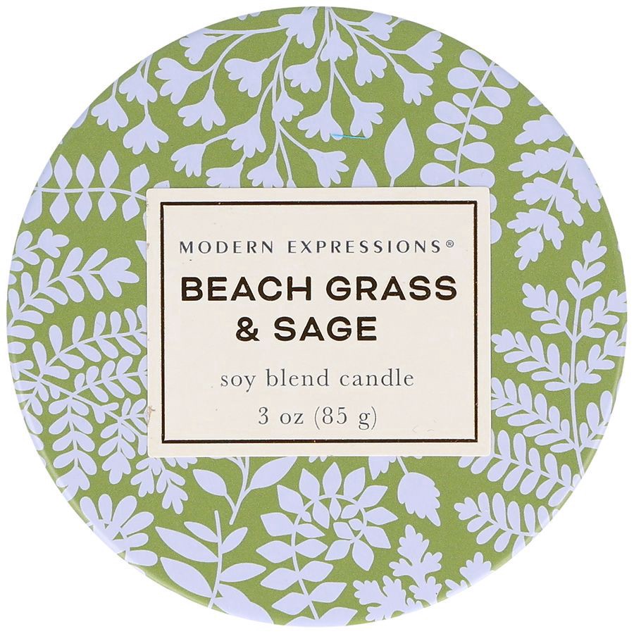 slide 5 of 5, Modern Expressions Soy Blend Candle Beach Grass & Sage, 3 oz