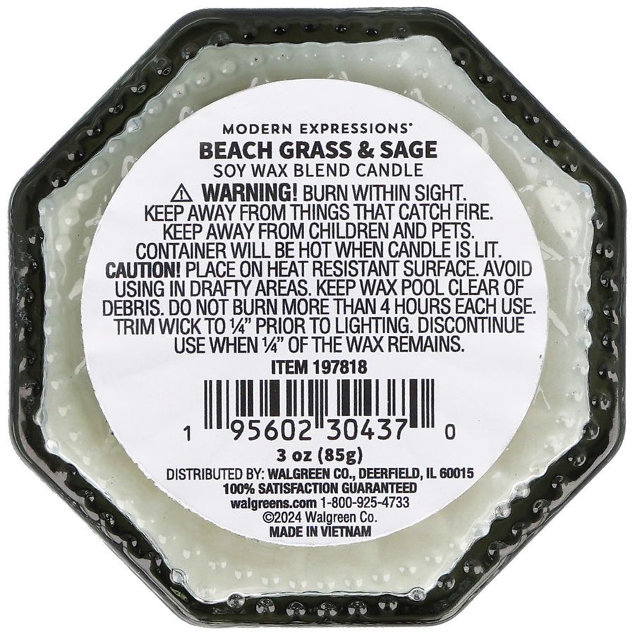 slide 3 of 5, Modern Expressions Soy Blend Candle Beach Grass & Sage, 3 oz