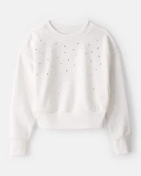 Oshkosh Girls DayDream Fleece Rhinestone Pullover Sweatshirt - Ivory