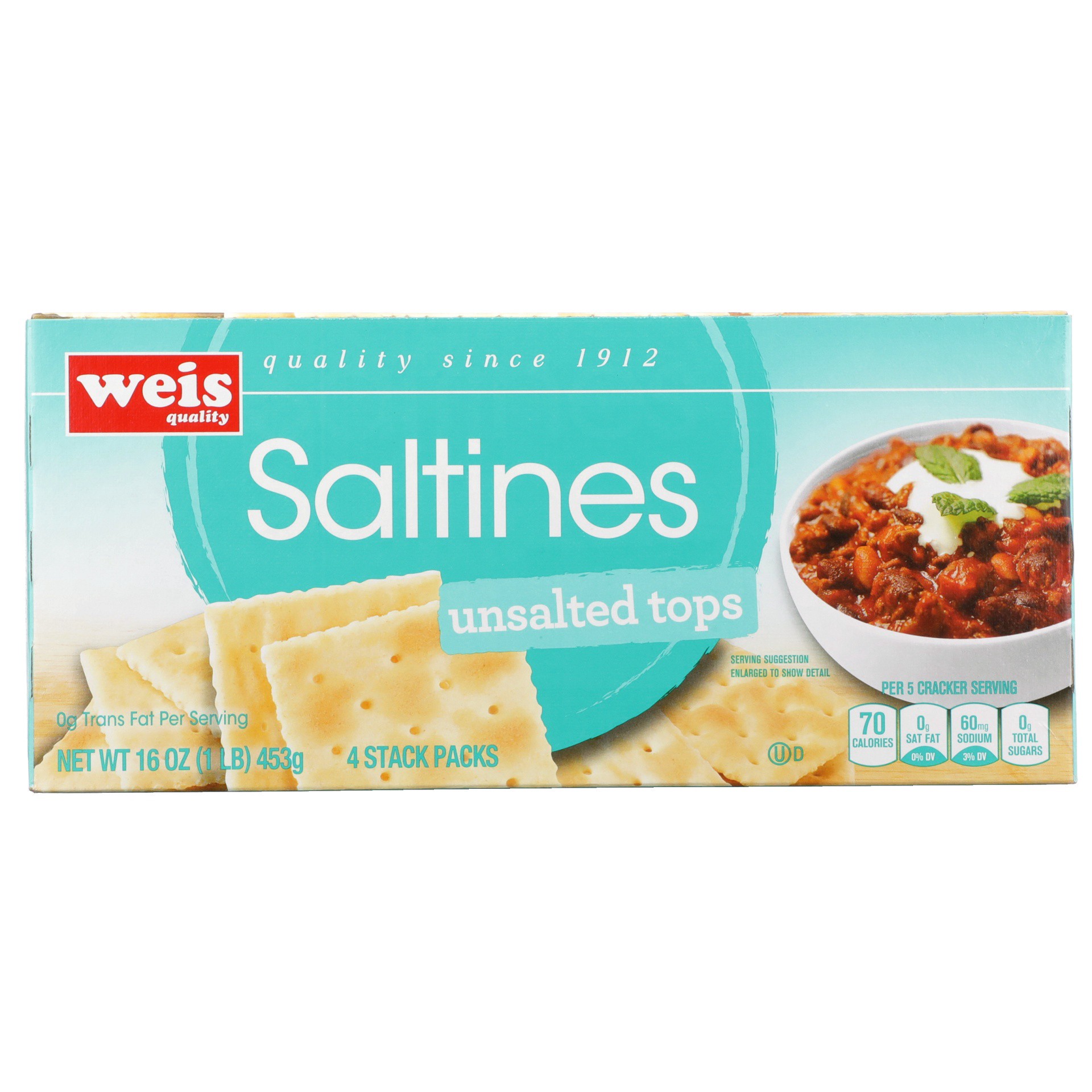 slide 6 of 6, Weis Quality Unsalted Saltines Cracker, 16 oz