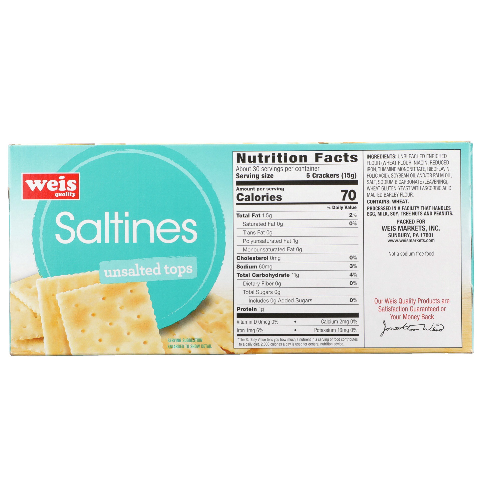 slide 3 of 6, Weis Quality Unsalted Saltines Cracker, 16 oz