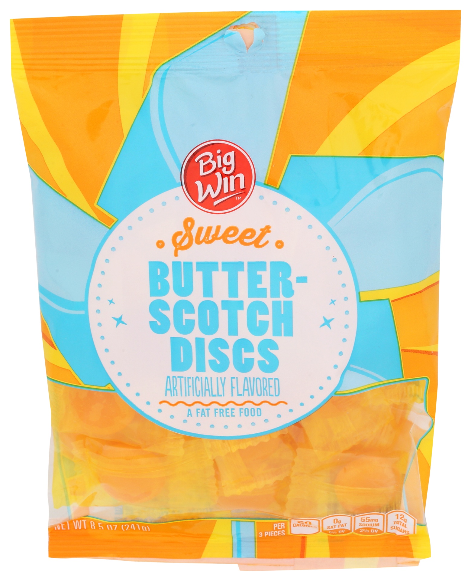 slide 1 of 4, Big Win Butterscotch Discs, 8.5 oz