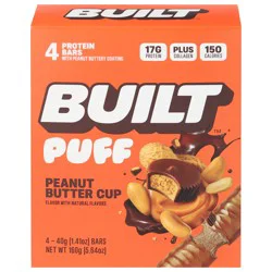 Built Bar Peanut Butter Cup Puff Protein Bars - 4 pk, 1.41 oz bars