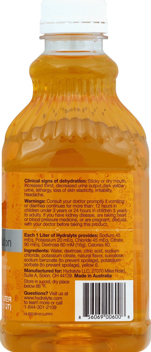 slide 5 of 6, Hydralyte Advanced Hydration Orange Electrolyte Drink 1.1 qt, 1.10 qt