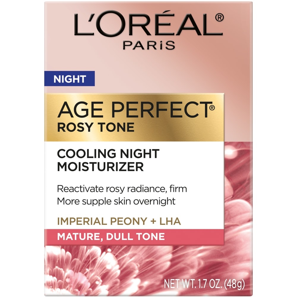 slide 1 of 1, L'Oréal Age Perfect Rosy Tone Cooling Night Moisturizer, 1.7 oz
