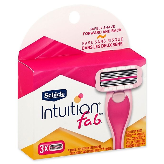 slide 1 of 1, Schick Intuition f.a.b. Razor with 3 Refills, 3 ct