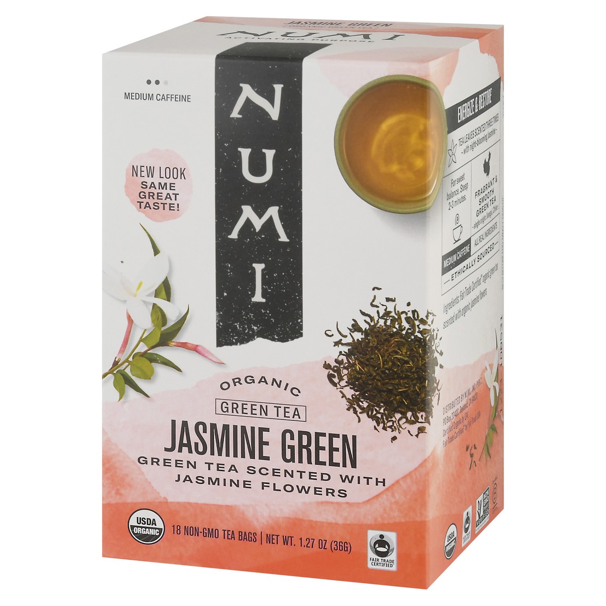 slide 3 of 10, Numi Organic Jasmine Green Tea, 18 ct