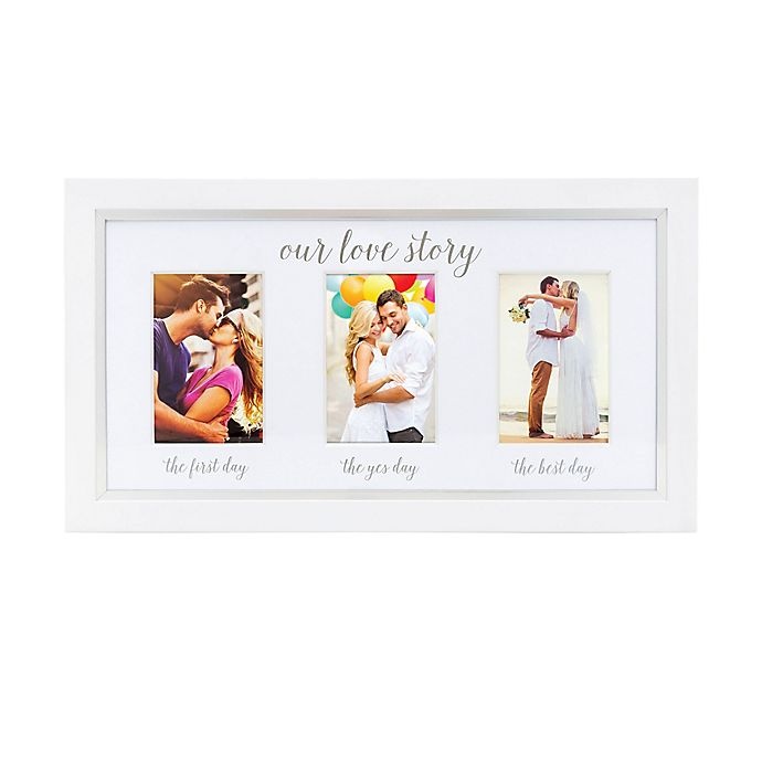 slide 1 of 4, Pearhead Our Love Story'' 3-Photo Collage Picture Frame - White'', 1 ct