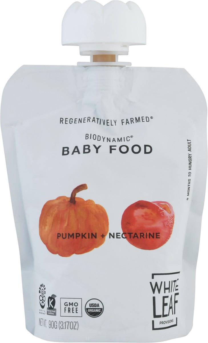 slide 1 of 14, White Leaf Provisions Pumpkin & Nectarine Biodynamic Baby Food, 90 gram