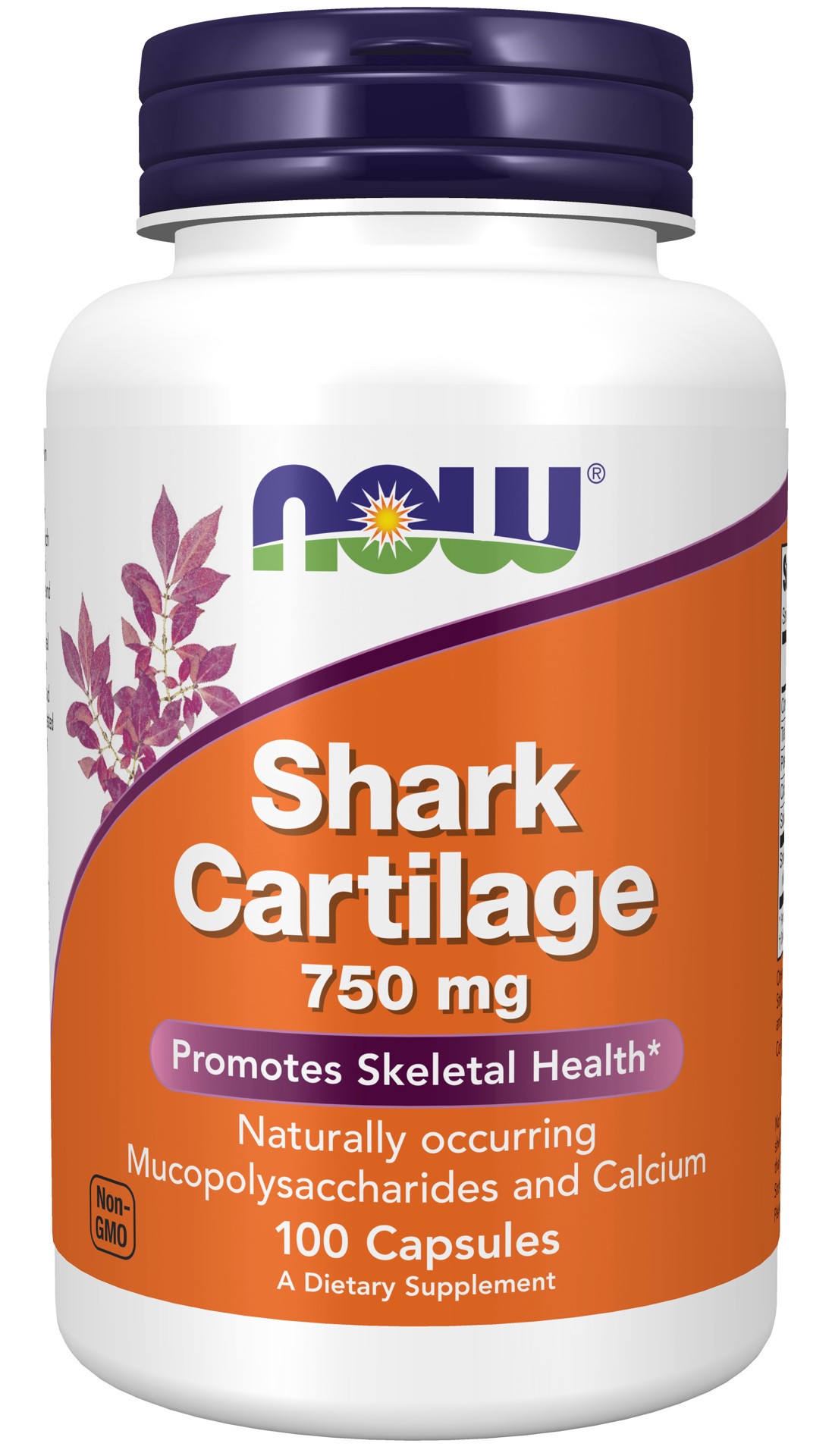 slide 1 of 4, NOW Shark Cartilage 750 mg - 100 Capsules, 180 ct