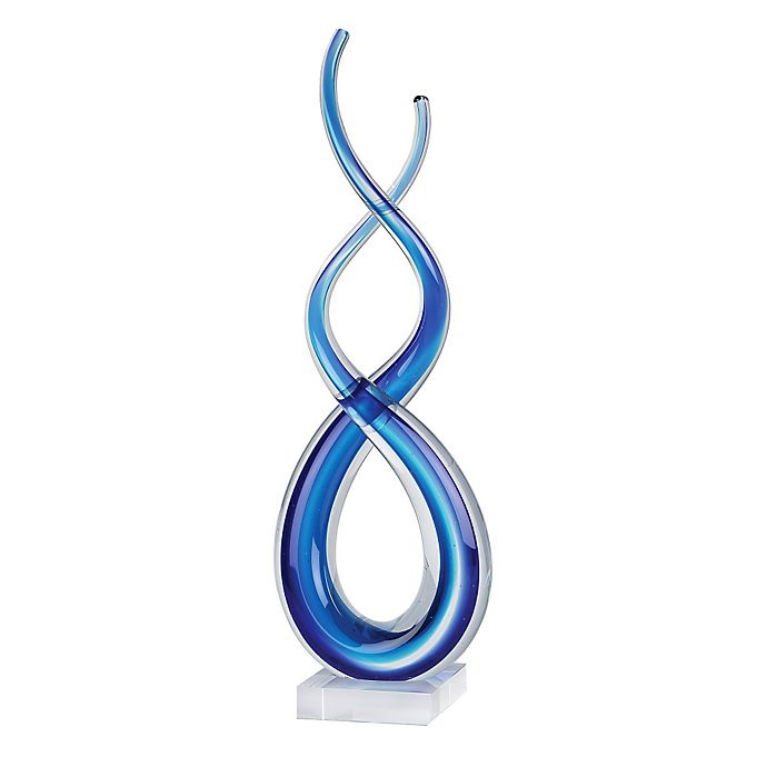 slide 1 of 1, Badash Touch of the Blues Murano Style Art Glass Centerpiece on Crystal Base, 14 in