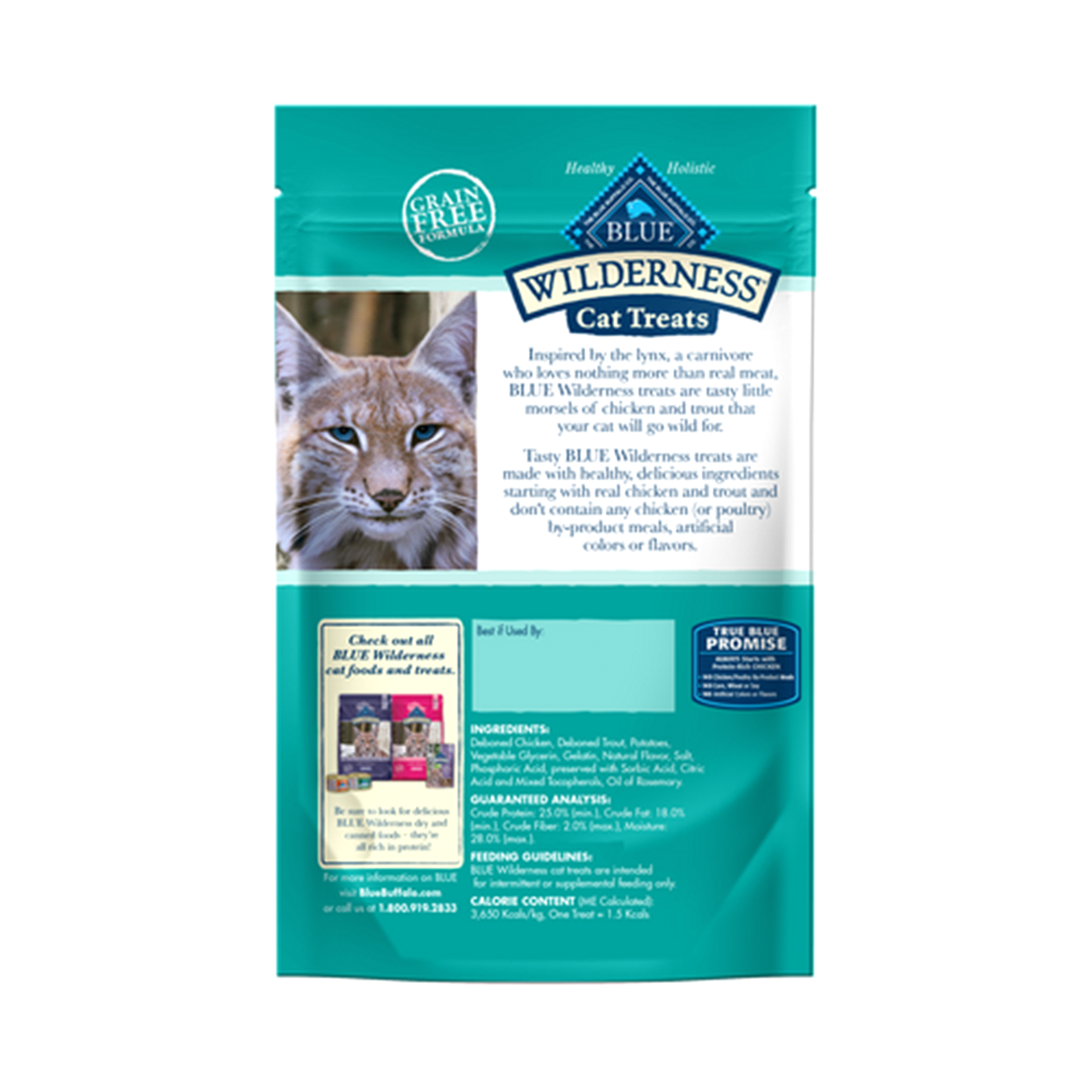 slide 4 of 17, Blue Buffalo Wilderness Grain Free Soft-Moist Cat Treats, Chicken & Trout, 2 oz