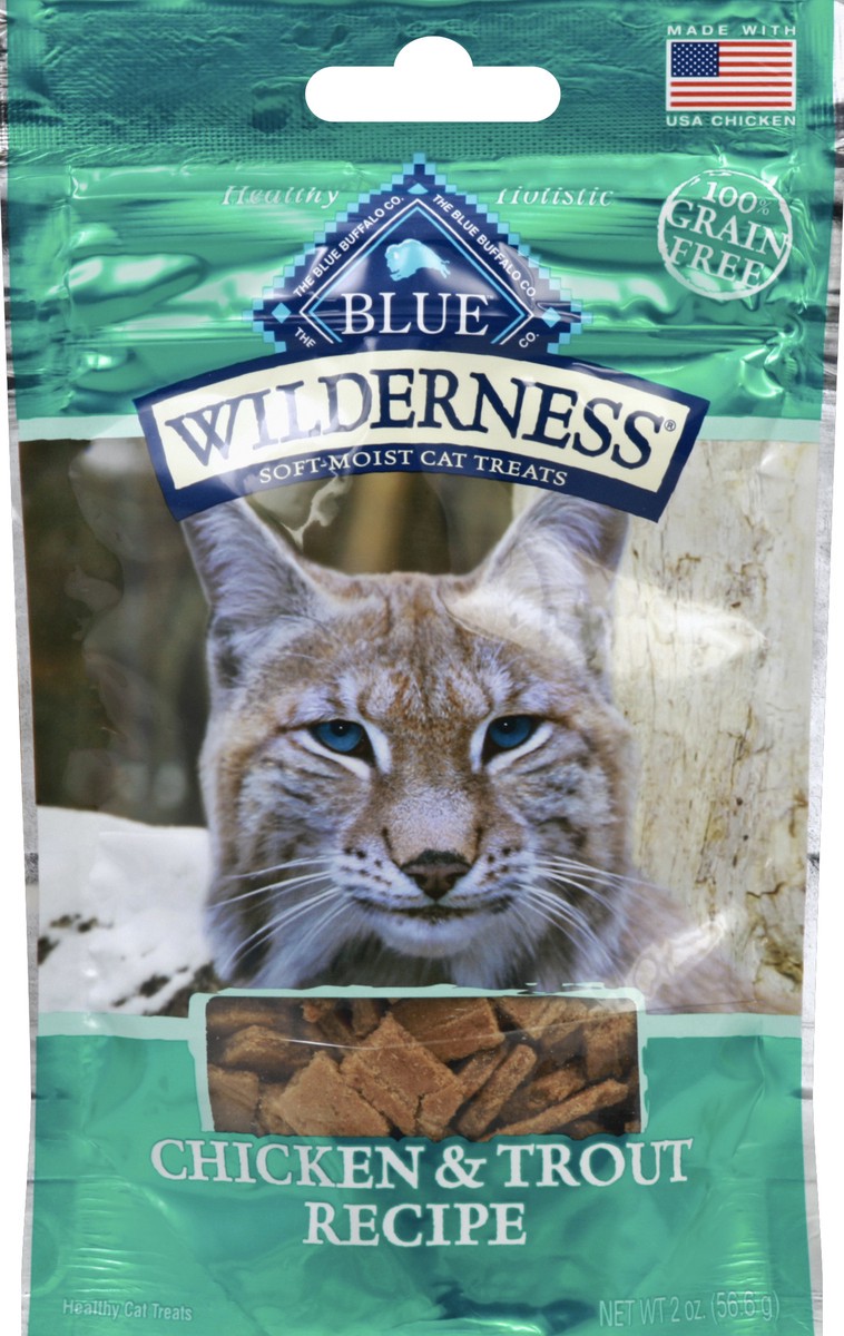 slide 1 of 17, Blue Buffalo Wilderness Grain Free Soft-Moist Cat Treats, Chicken & Trout, 2 oz