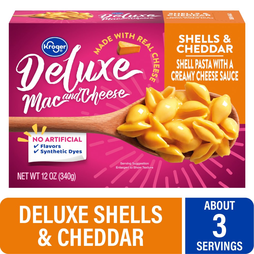 slide 1 of 1, Kroger Deluxe Shells And Cheddar, 12 oz