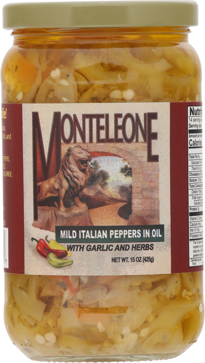 slide 11 of 15, Monteleone Mild Italian Peppers in Oil with Garlic and Herbs 15 oz, 15 oz
