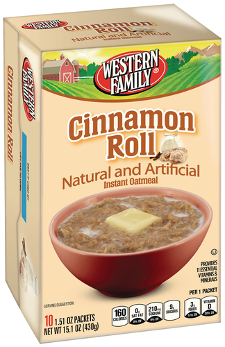 slide 1 of 1, Western Family Ins Cinnamon Roll Oatmeal, 15.1 oz