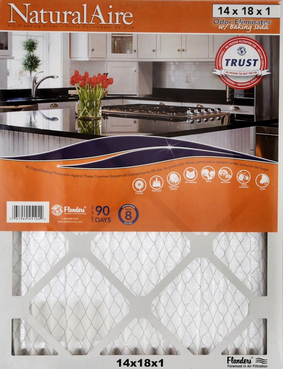 slide 1 of 10, NaturalAire 14 x 18 x 1 Odor Eliminator with Baking Soda Air Cleaning Filter - 1 ea, 1 ct