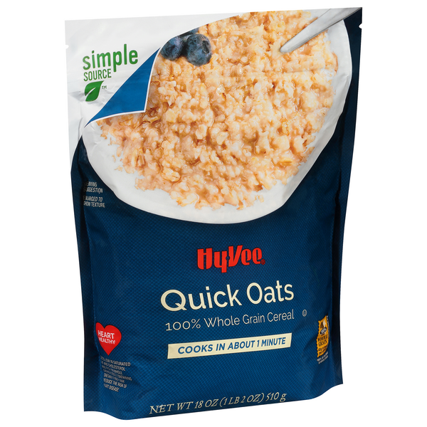slide 1 of 1, Hy-Vee Quick Oats, 18 oz