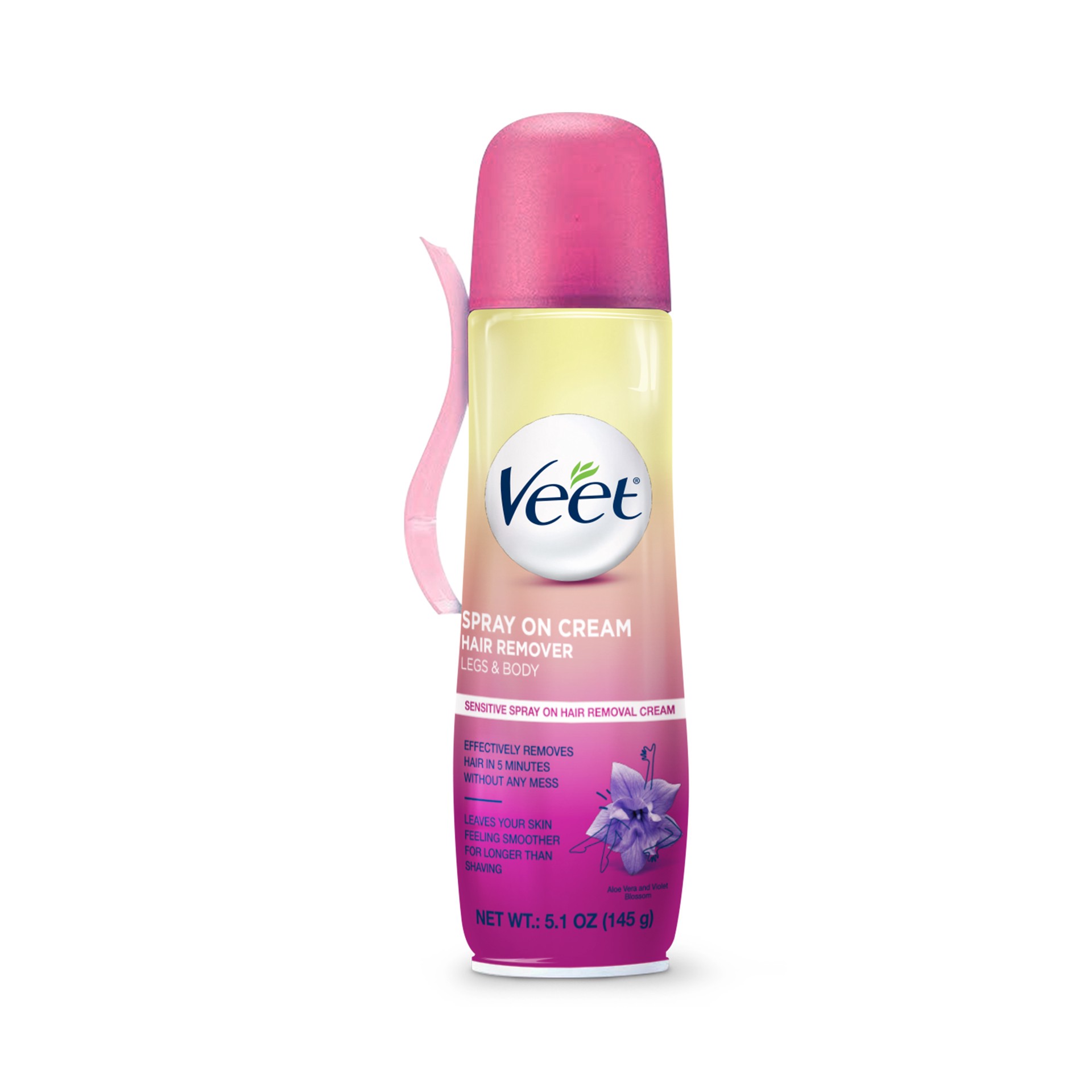 slide 1 of 5, Veet Spray On Hair Remover Cream, Sensitive Formula, 5.1 oz