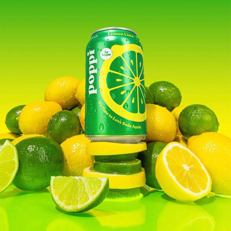 slide 3 of 6, Poppi Lemon Lime Prebiotic Soda- 4 ct; 12 fl oz, 4 ct; 12 fl oz