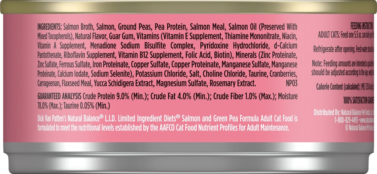 slide 3 of 7, Natural Balance Limited Ingredient Diets Salmon & Green Pea Formula Cat Food 5.5 oz, 5.5 oz